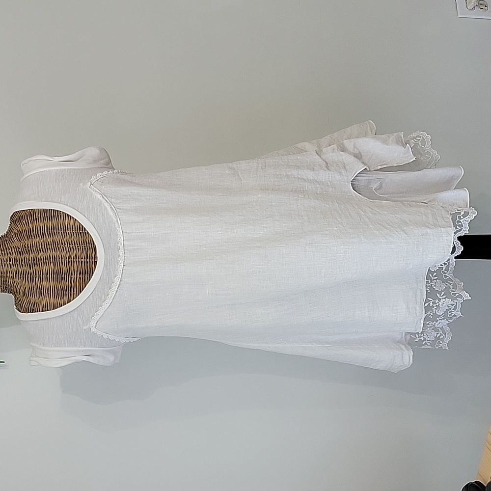 Piazza Roma Linen and Lace Baby Doll Dress szXS  BinE